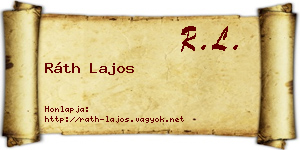 Ráth Lajos névjegykártya